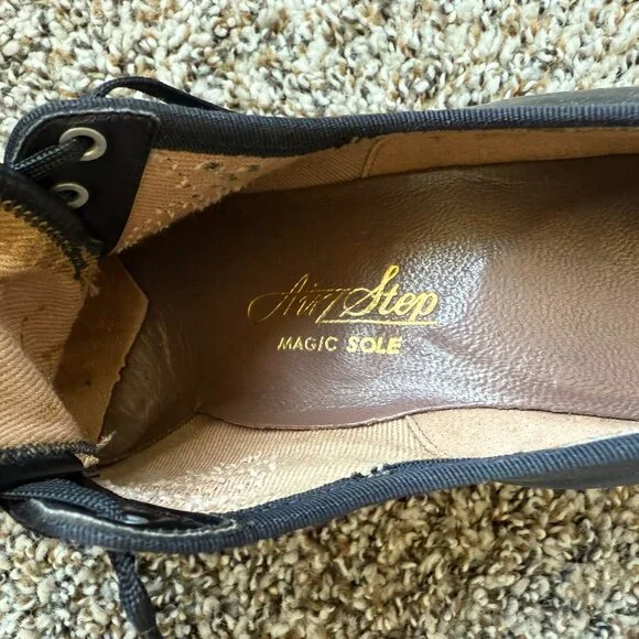 Vintage 1940s Lace-Up Heeled Oxfords Air Step – Size 4.5/5 – Black Leather - Picture 6 of 8
